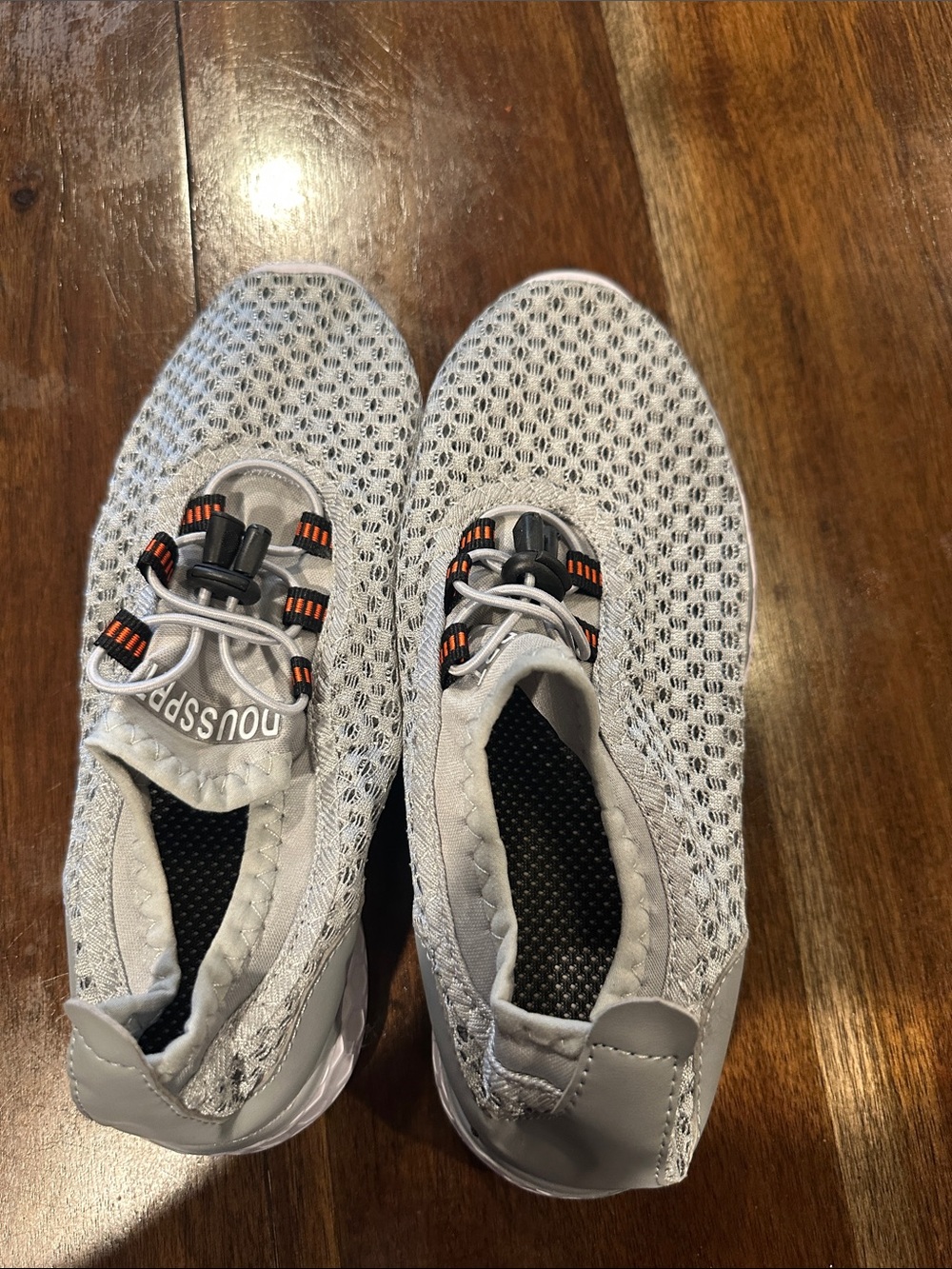 Kids' Gray Mesh Slip-On Sneakers with Easy-Tie Bungee